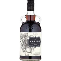 Kraken Black Spiced Rum 70cl bottle with octopus illustration and black cap.