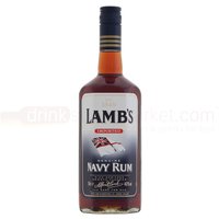 Lamb's Navy Rum 70cl bottle with dark amber liquid, navy label, and red, white, and blue accents.