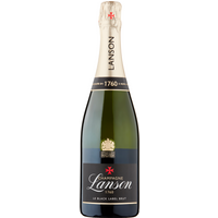 Lanson Black Label Brut NV Champagne 75cl bottle with black label, gold accents, and cream foil top.