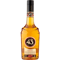 Licor 43 Cuarenta y Tres Liqueur 70cl bottle with black cap, amber liquid, and red, gold, and black label.