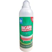 White bottle of Liquid Bicarb Cream Cleaner, 750ml, with green label and red accents by Dri Pak.