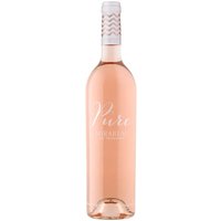 Mirabeau Pure Provence Rosé, 75 cl bottle with pale pink wine, white label, and zigzag patterned white cap.