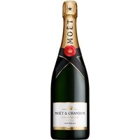 Moet & Chandon Impérial Brut Champagne 75cl bottle, gold foil, black label with gold accents, and red seal.