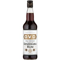 OVD Old Vatted Demerara Rum 70cl bottle with dark amber liquid and white label featuring gold and black text.