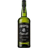 Proper No. Twelve Irish Whiskey 70cl bottle, green glass with black label featuring a lion logo and white text.