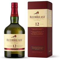Redbreast 12 Year Irish Whiskey 70cl bottle with green glass and red label, alongside matching red and cream box.