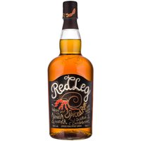 RedLeg Spiced Rum 70cl bottle with black label, red lobster design, and gold script.