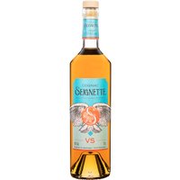 Seignette VS Cognac 70cl bottle with orange label, blue accents, and winged emblem design.