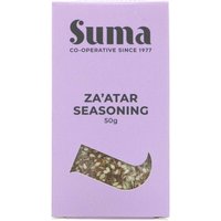 Purple box of Suma Za'atar Spice Mix, 50g, with window showing mixed herbs inside.
