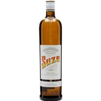 Suze Liqueur De Gentiane 700ml bottle with amber liquid, white label, and bold orange Suze logo.