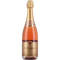 Taittinger Prestige Rose Champagne 75cl bottle with pink label, gold foil top, and embossed logo.