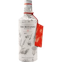 Botanist Gin 70cl bottle wrapped in white paper with botanical illustrations and red tag.