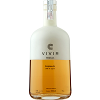 VIVIR Reposado Tequila 70cl bottle, white top half, amber bottom half, silver cap, bold black text.