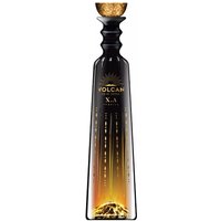Black Volcan De Mi Tierra XA Tequila 70cl bottle with gold accents and a volcanic design at the base.