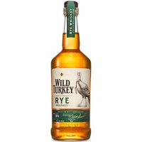Wild Turkey Rye Whiskey 70cl bottle with green cap, beige label featuring a turkey illustration and green accents.