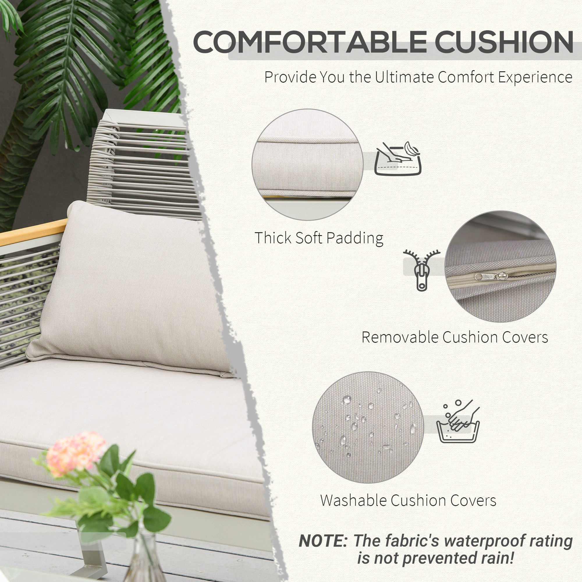 4-Seater PE Rattan Garden Sofa Set - Modern Wicker, Weather-Resistant, Glass Table | Wowcher - image 5