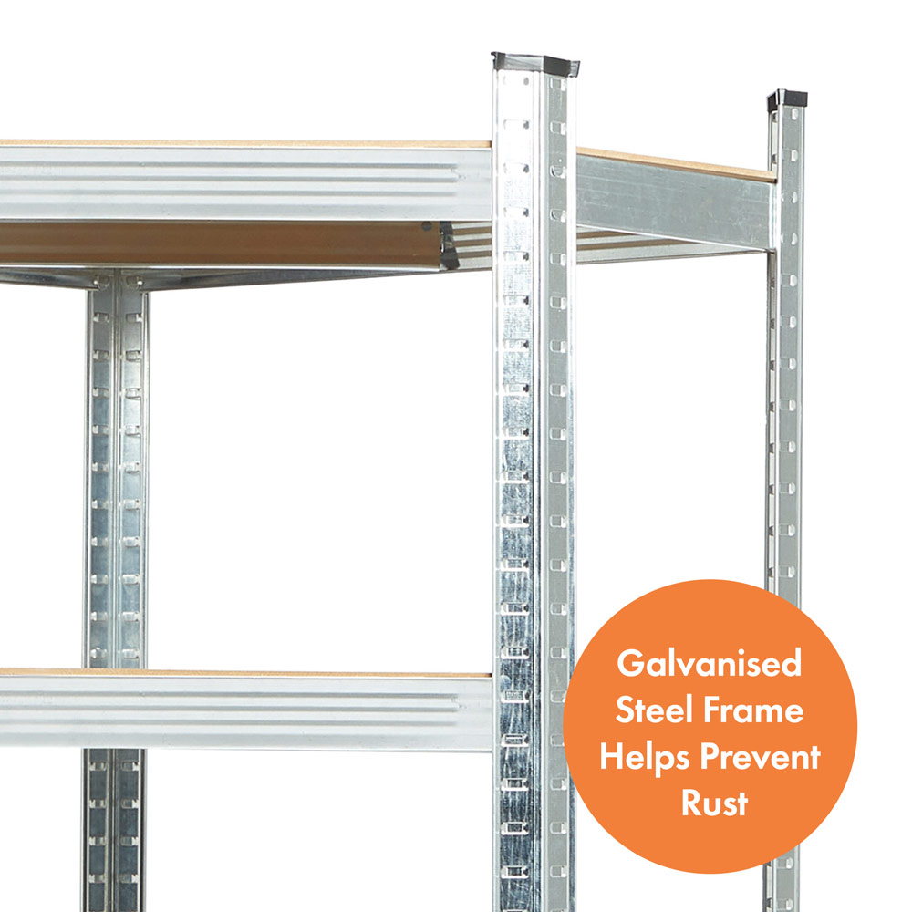 5-Tier Galvanised Steel Corner Shelving Unit x3 – Silver (150 x 70cm) - image 3