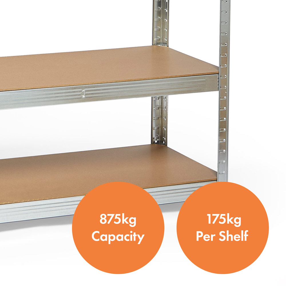 5-Tier Galvanised Steel Corner Shelving Unit x5 – Silver (150 x 70cm) - image 3