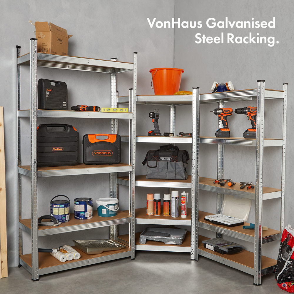 5-Tier Galvanised Steel Shelving Unit – Silver (180 x 90 x 40cm) - image 2