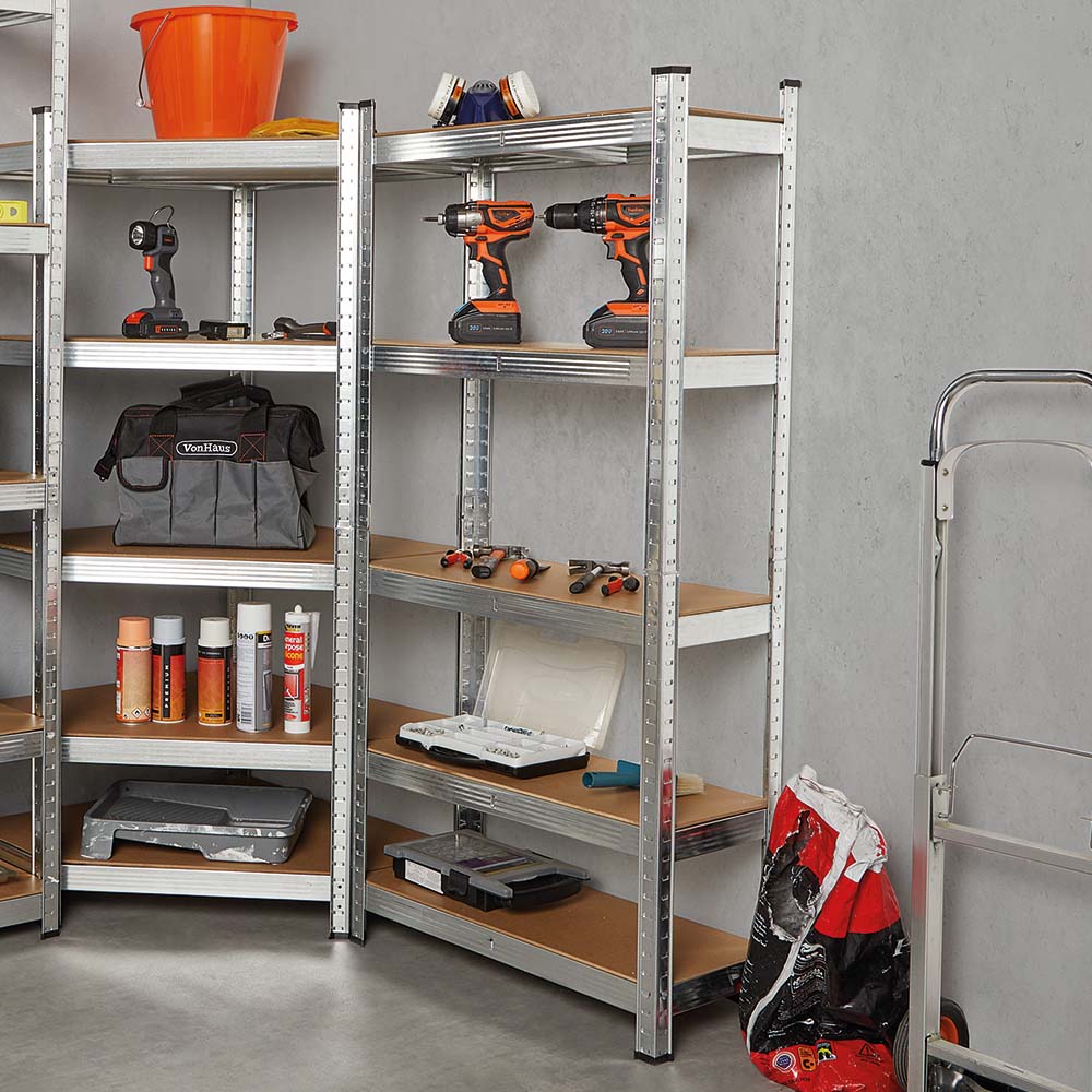 5-Tier Galvanised Steel Shelving Unit – Silver (180 x 90 x 40cm) - image 4