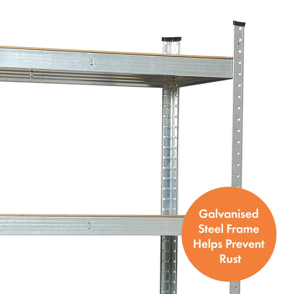 5-Tier Galvanised Steel Shelving Unit x4 – Silver (150 x 70 x 30cm) - image 3