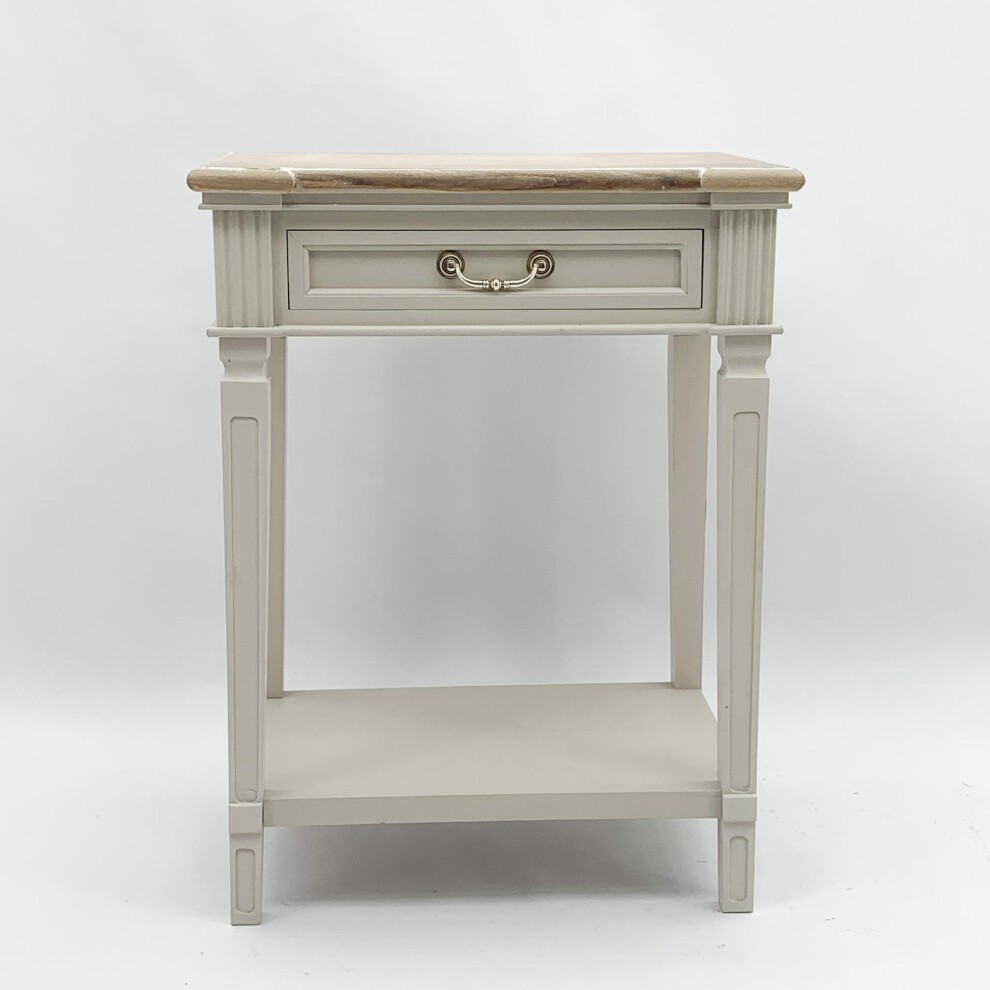 Acacia Home Cream Single Drawer Single Shelf Wooden Side Table - image 2