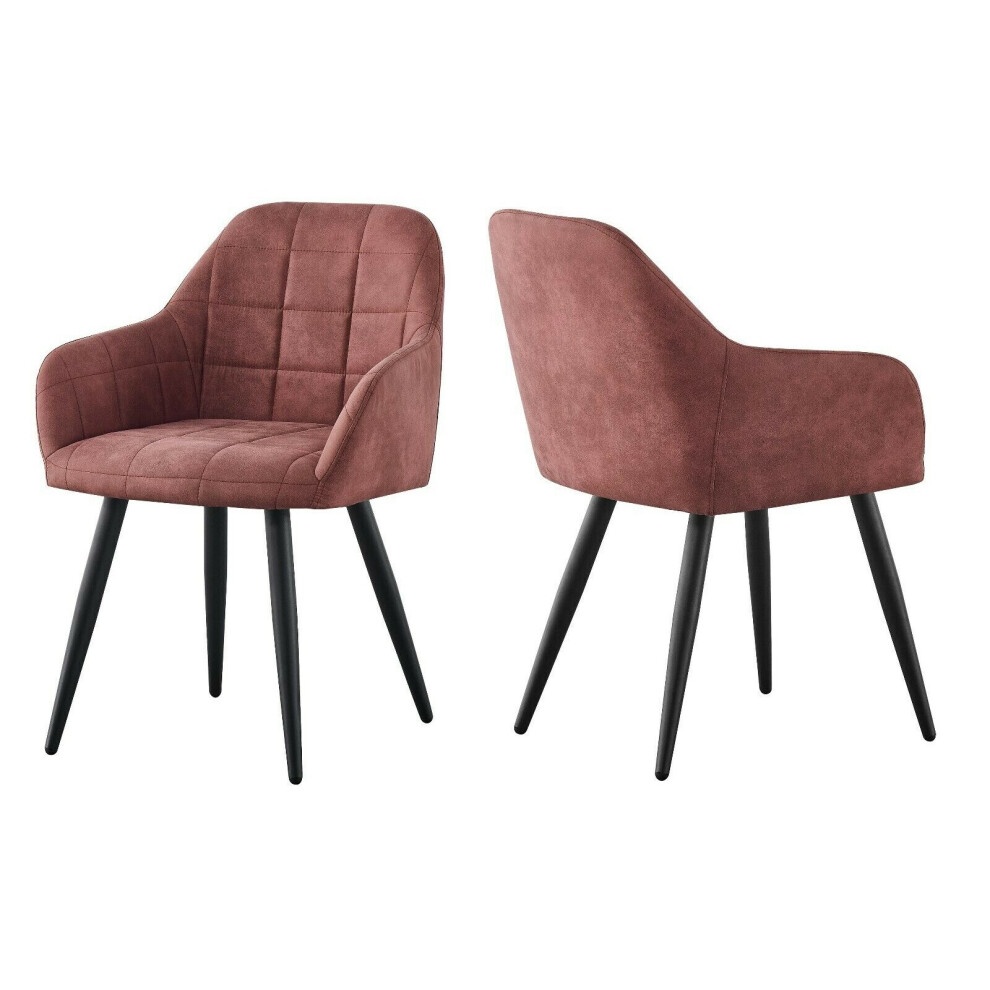 Adrian Pink Faux Suede Leather Dining Chair Set of 2 - image 4