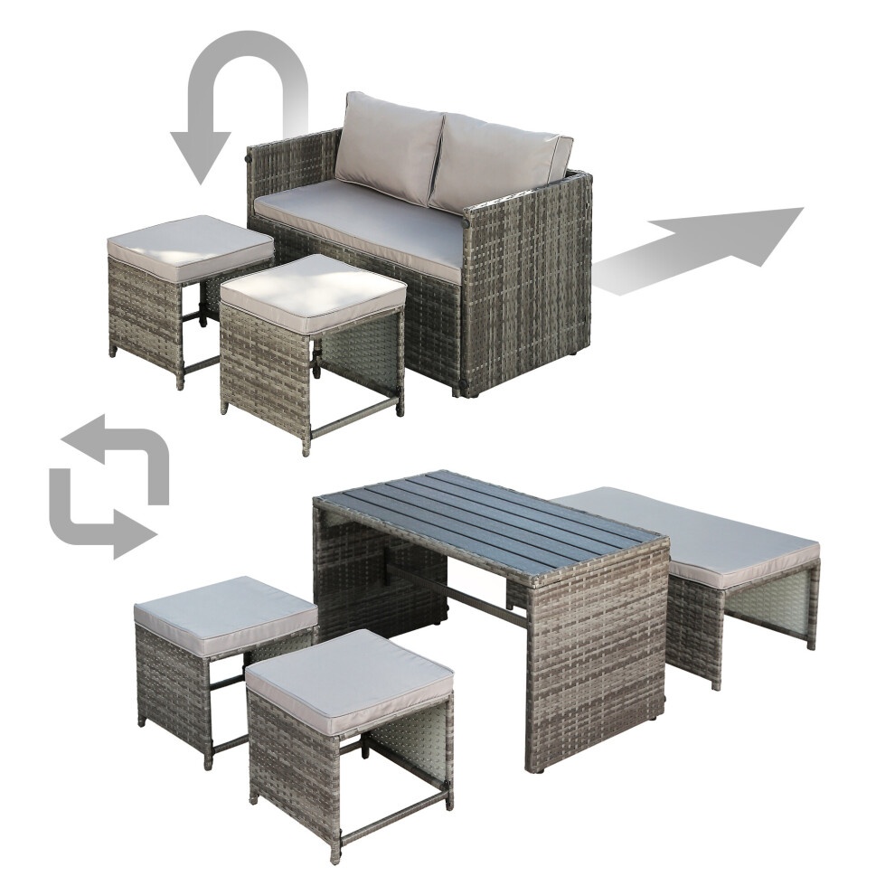 Alena 2 Seater Grey Rattan Convertible Sofa Set - image 2