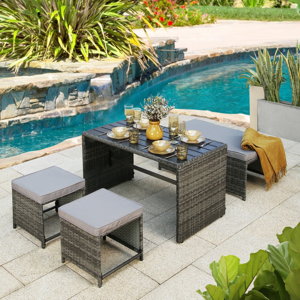 Alena 2 Seater Grey Rattan Convertible Sofa Set - image 4