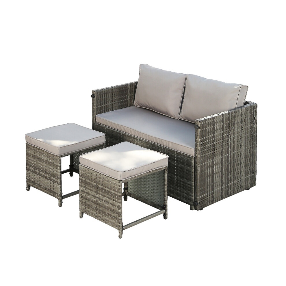 Alena 2 Seater Grey Rattan Convertible Sofa Set - image 5