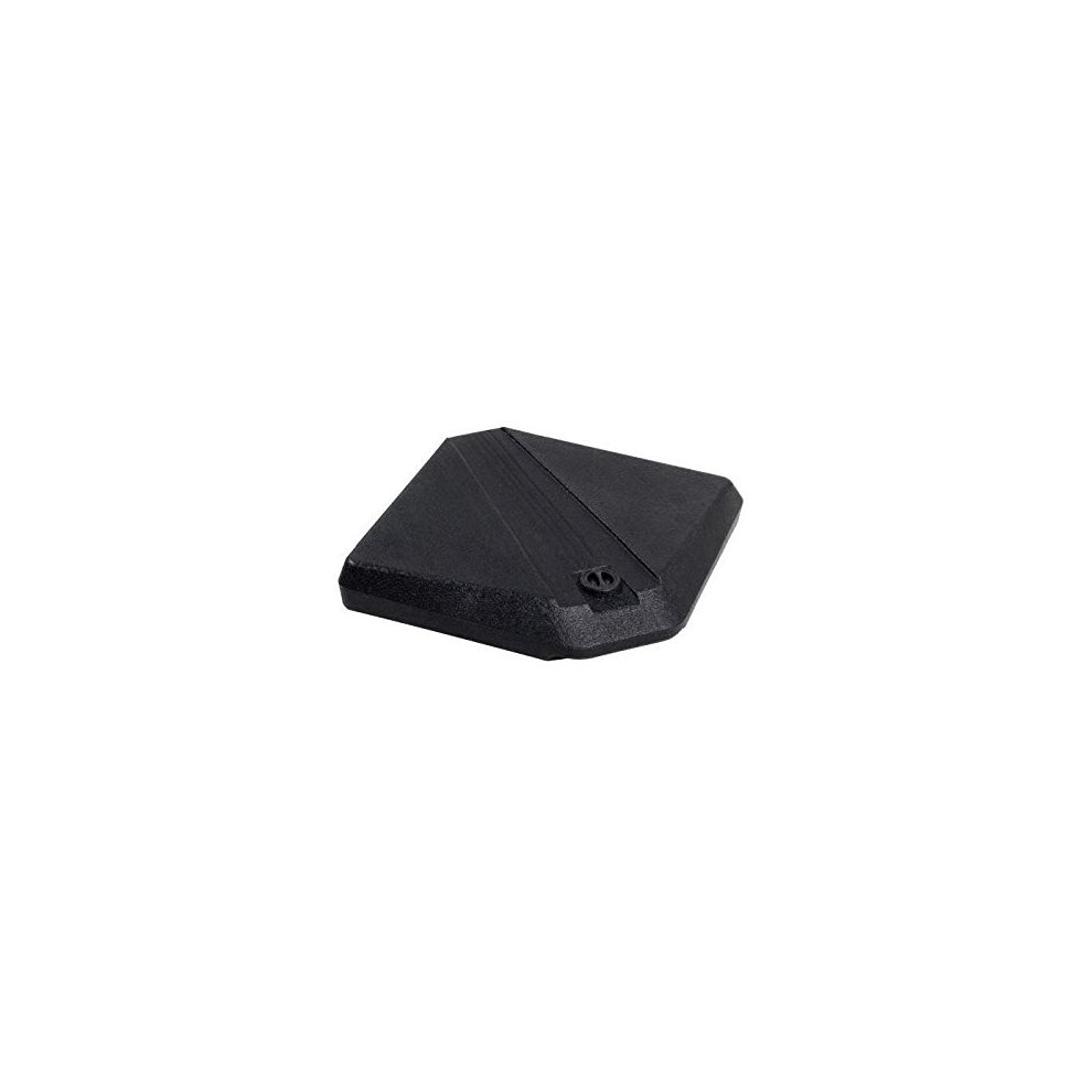 Black ballast support slab with a triangular shape and a textured surface, designed for filling and stabilizing offset masts, featuring a central mounting point.