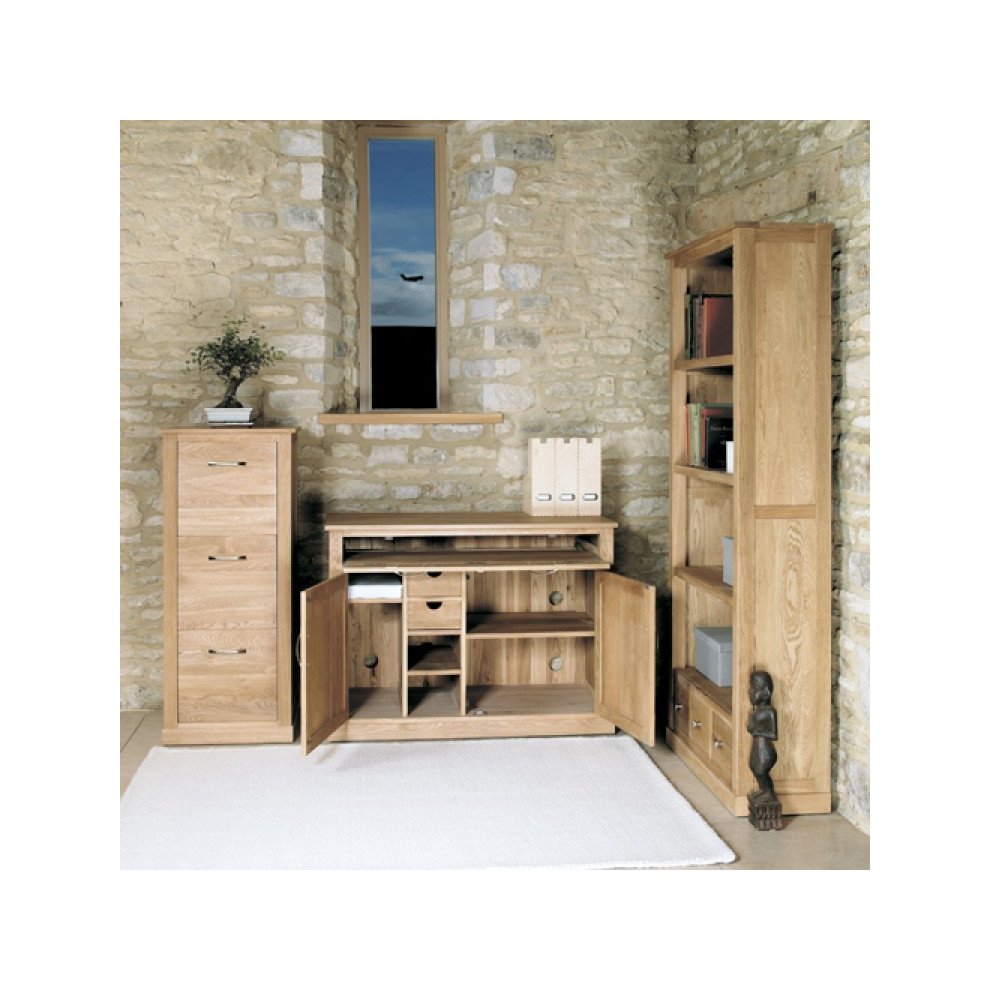 Baumhaus Mobel 2 Door Hidden Home Office Computer Desk Oak - image 3