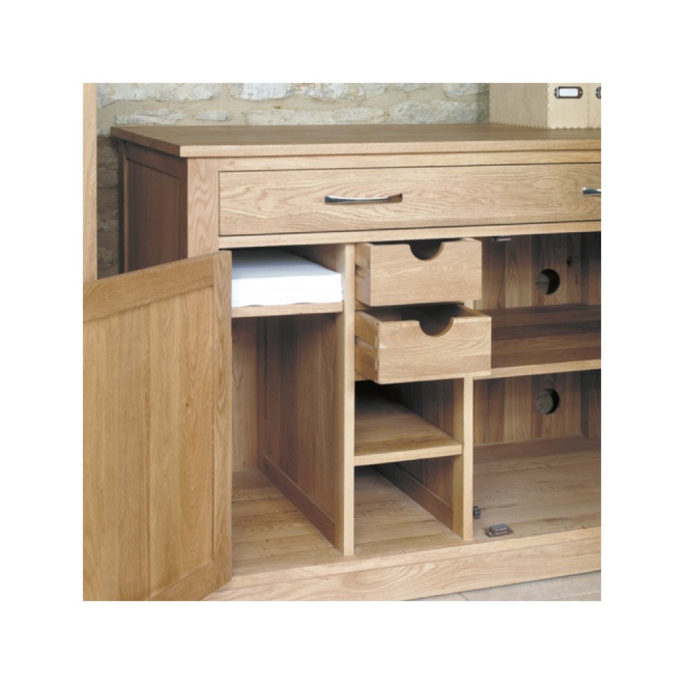 Baumhaus Mobel 2 Door Hidden Home Office Computer Desk Oak - image 4