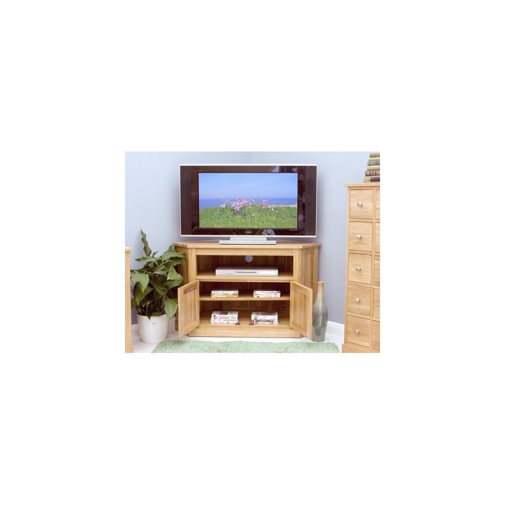 Baumhaus Mobel 2 Door Oak Corner TV Cabinet - image 2