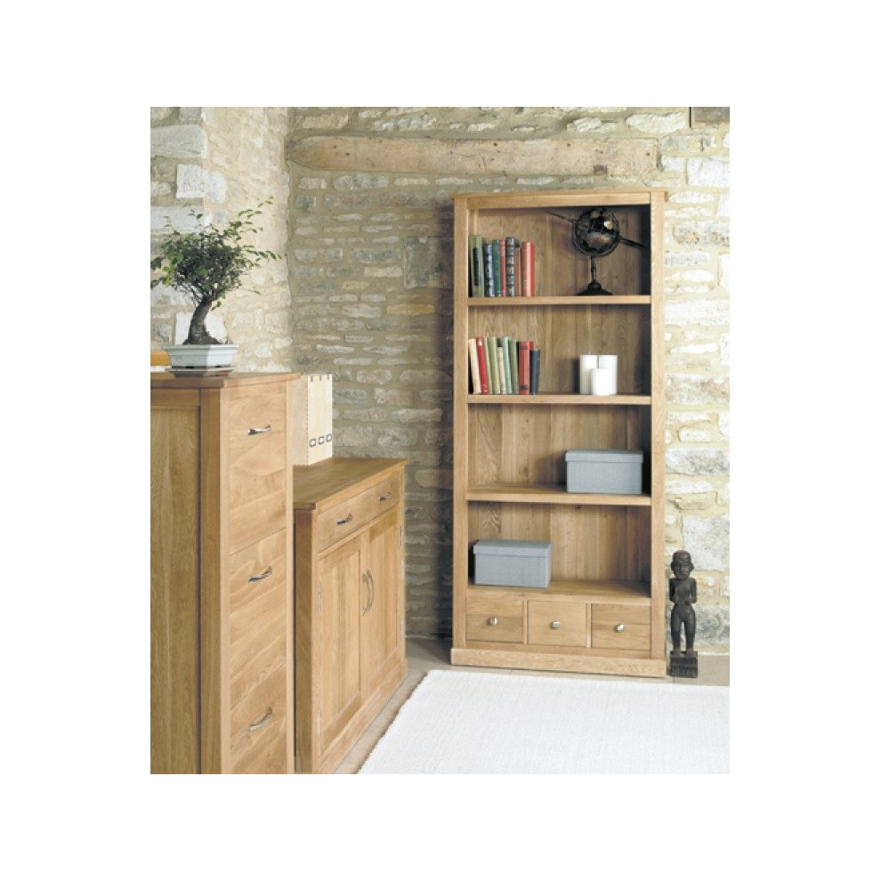 Baumhaus Mobel 4 Shelf 3 Drawer Oak Large Bookcase - image 3