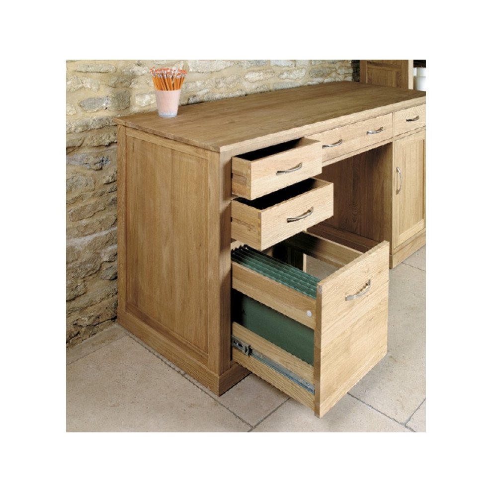 Baumhaus Mobel Single Door 4 Drawer Computer Desk Oak - image 2
