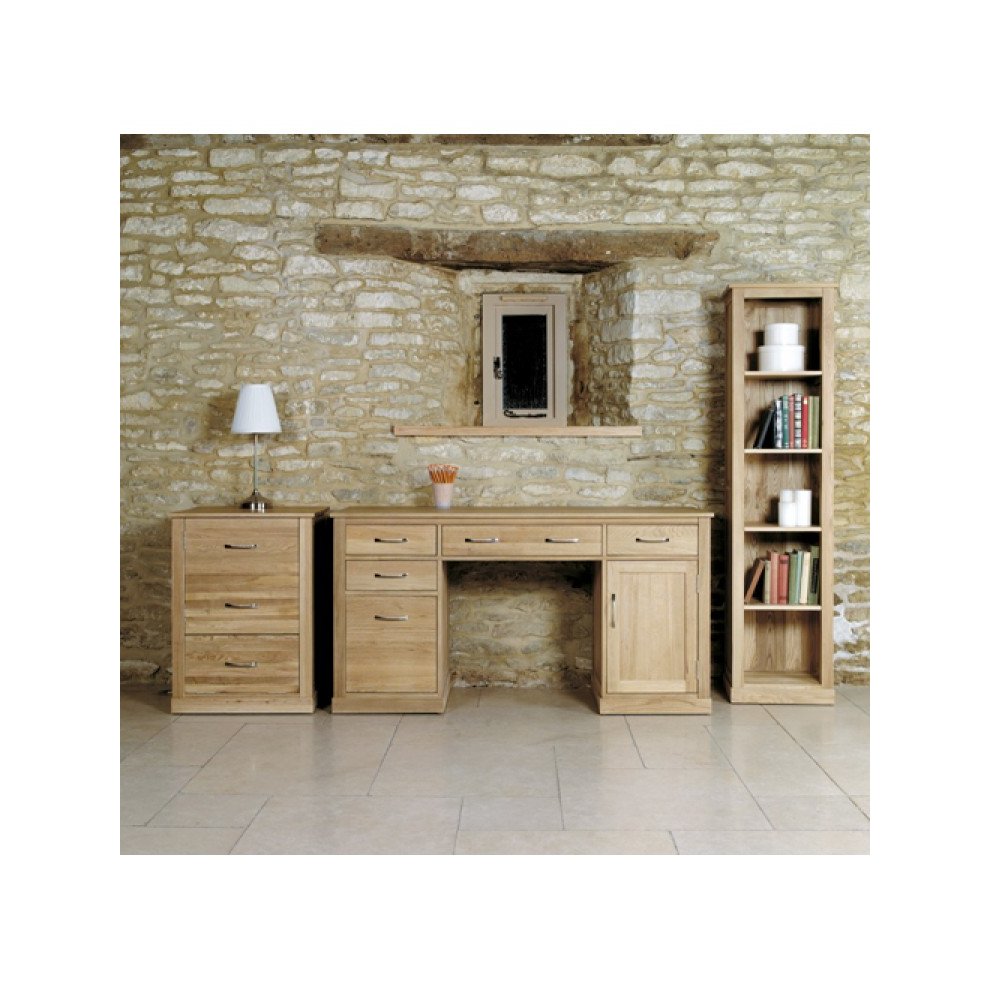Baumhaus Mobel Single Door 4 Drawer Computer Desk Oak - image 3