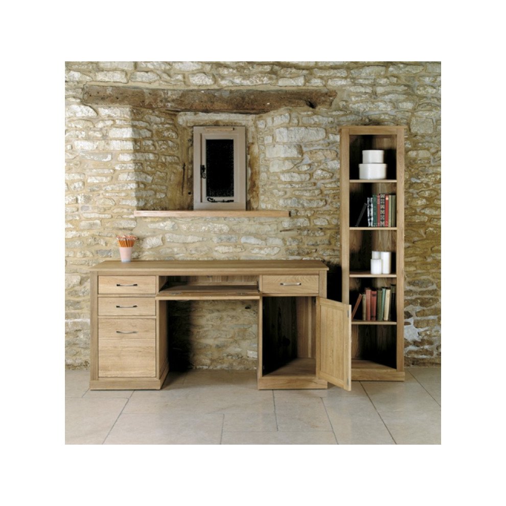 Baumhaus Mobel Single Door 4 Drawer Computer Desk Oak - image 5