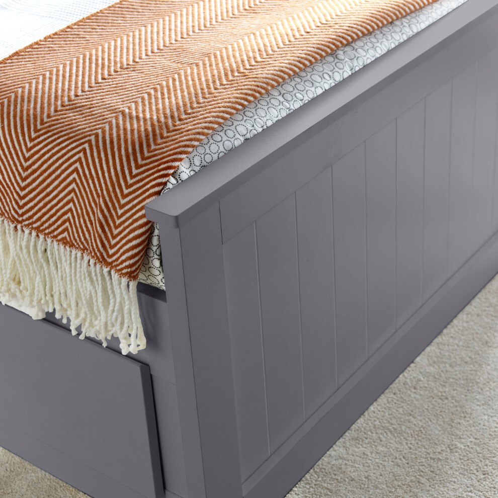 Bedmaster Enzo Grey Single 3 Drawer Wooden Bed with Bookcase Headboard - image 5