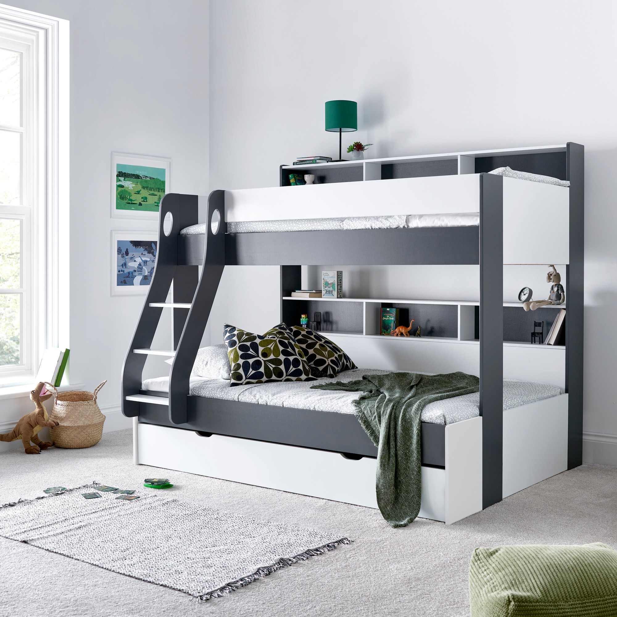 Bedmaster Oliver Grey and White Triple Sleeper Bunk Bed with Orthopaedic Mattresses - image 3