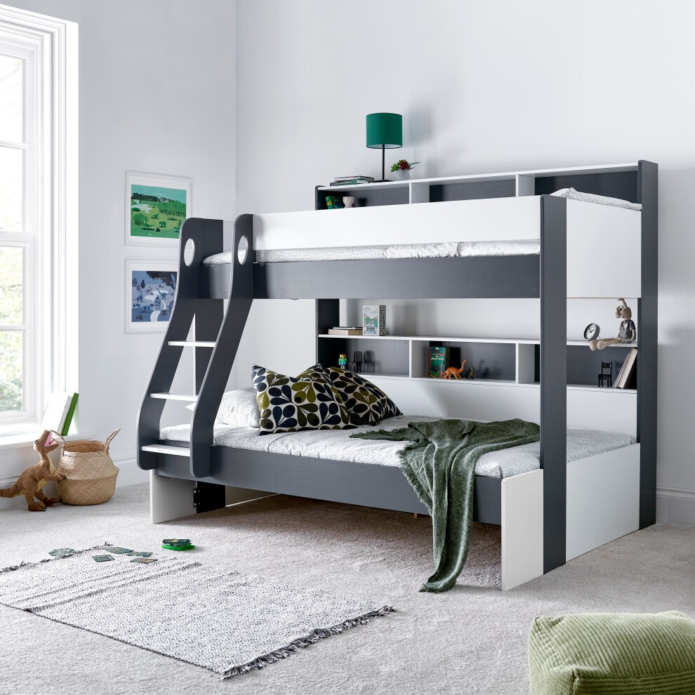 Bedmaster Oliver Grey and White Triple Sleeper Single Drawer Bunk Bed - image 4