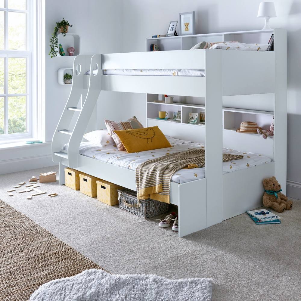 Bedmaster Oliver White Triple Sleeper Single Drawer Bunk Bed with Pocket Sprung Mattresses - image 5