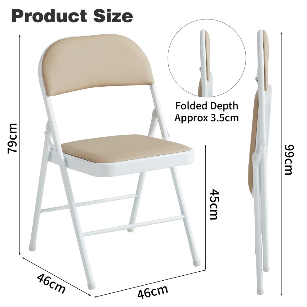Beige Padded Folding Metal Dining Chair Set of 2 - image 3