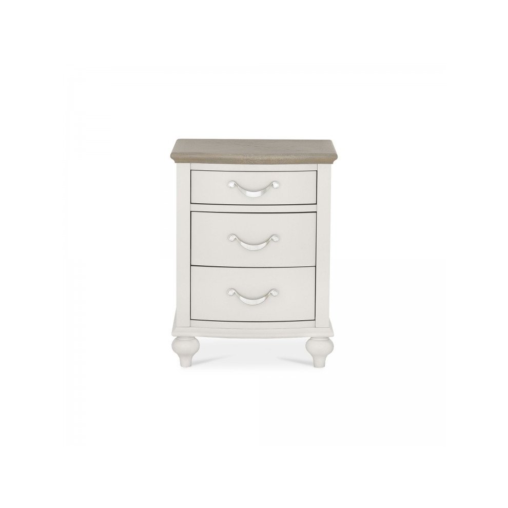 Bentley Designs Montreux Grey Washed Oak and Soft Grey 3 Drawer Bedside Table - image 2