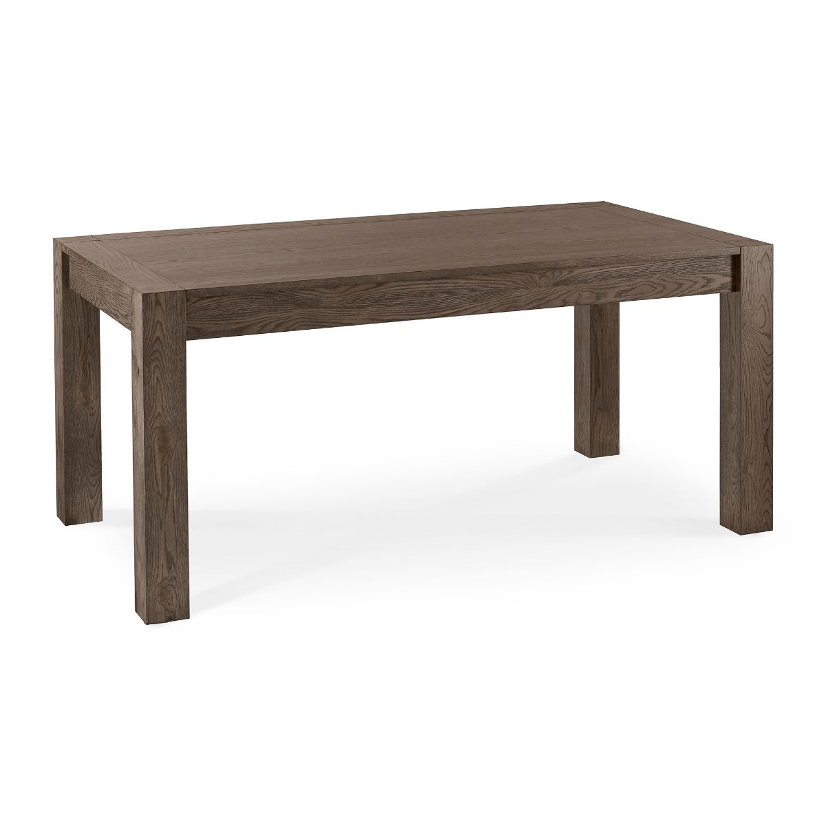 Dark oak medium end extension table with a sleek rectangular design, featuring sturdy legs and a rich brown finish, ideal for dining or workspace use.