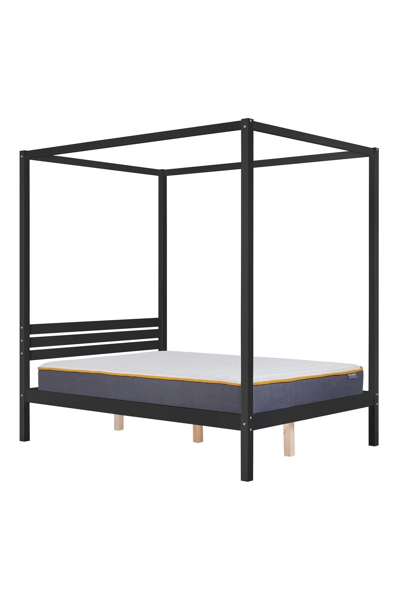Birlea Mercia Four Poster Bed Frame, Double, Black - image 2