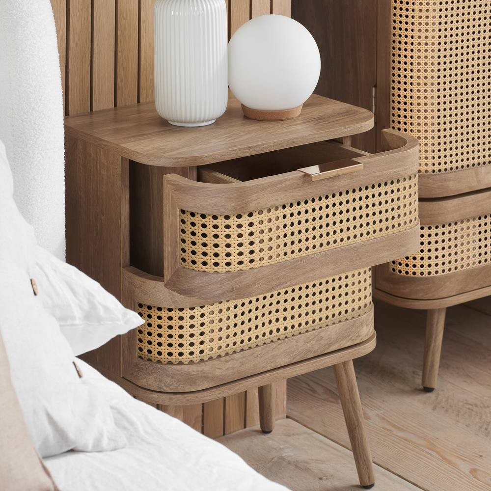 Birlea Noah 2 Door Rattan Effect Bedside Table - image 2