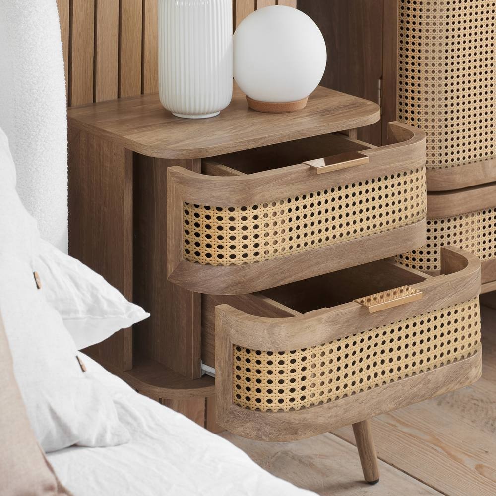 Birlea Noah 2 Door Rattan Effect Bedside Table - image 3