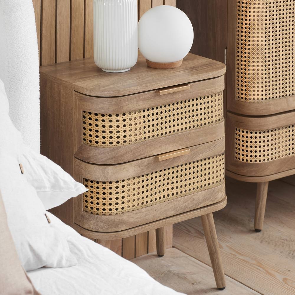 Birlea Noah 2 Door Rattan Effect Bedside Table - image 4
