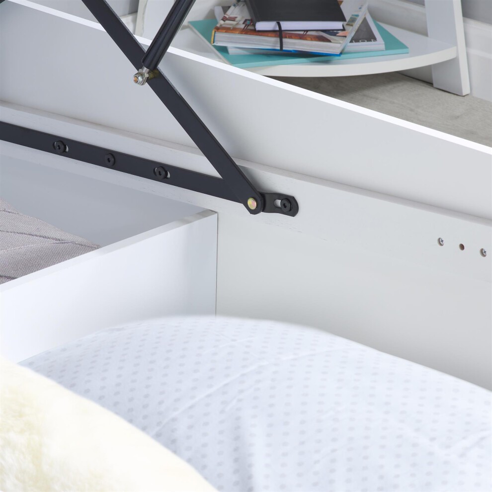 Birlea Phoenix Wooden Ottoman Bed Frame, Single, White - image 5
